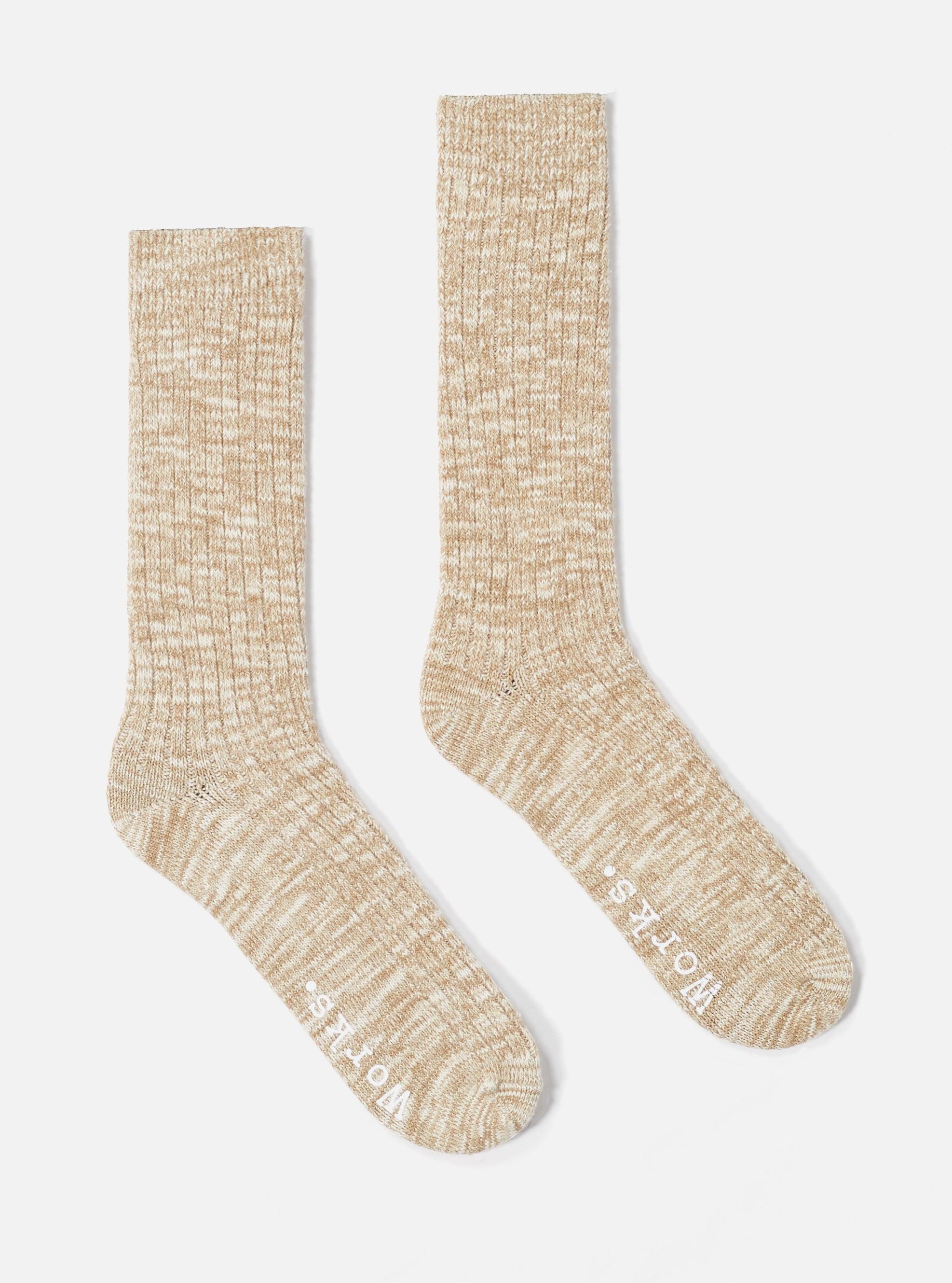 Universal Works Slub Sock in Dark Sand Slub Knit Product Image