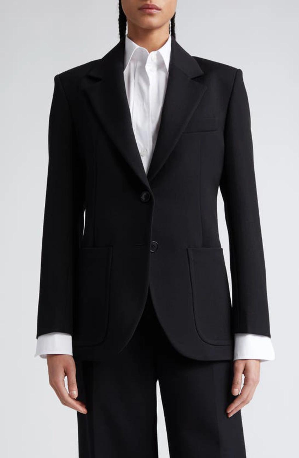 Wool Tuxedo Jacket With Satin Lapels In Black Product Image