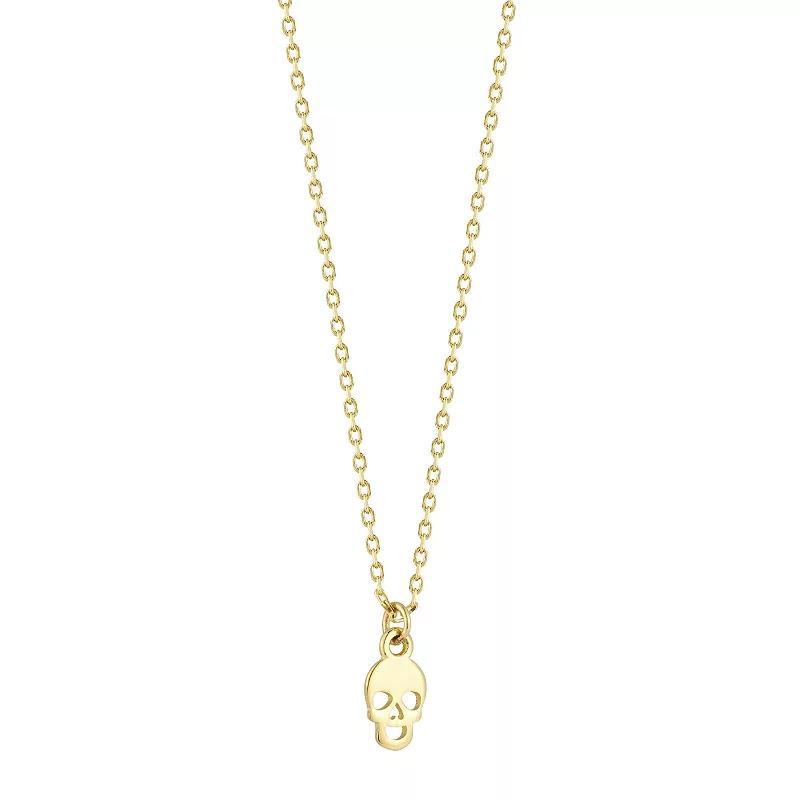 LUMINOR GOLD 14k Gold Tiny Skull Pendant Necklace, Womens Product Image