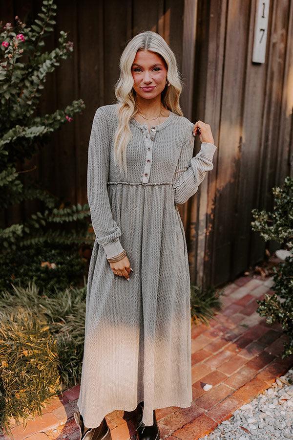 Cozy Moment Waffle Knit Maxi Dress in Grey Product Image