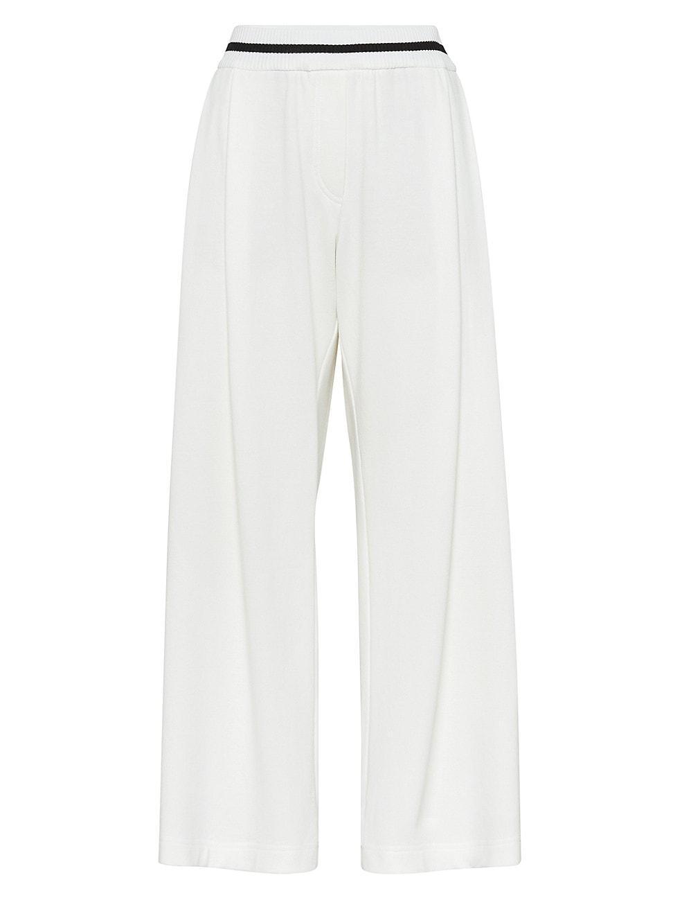 Womens Cotton Smooth French Terry Cropped Baggy Trousers Product Image