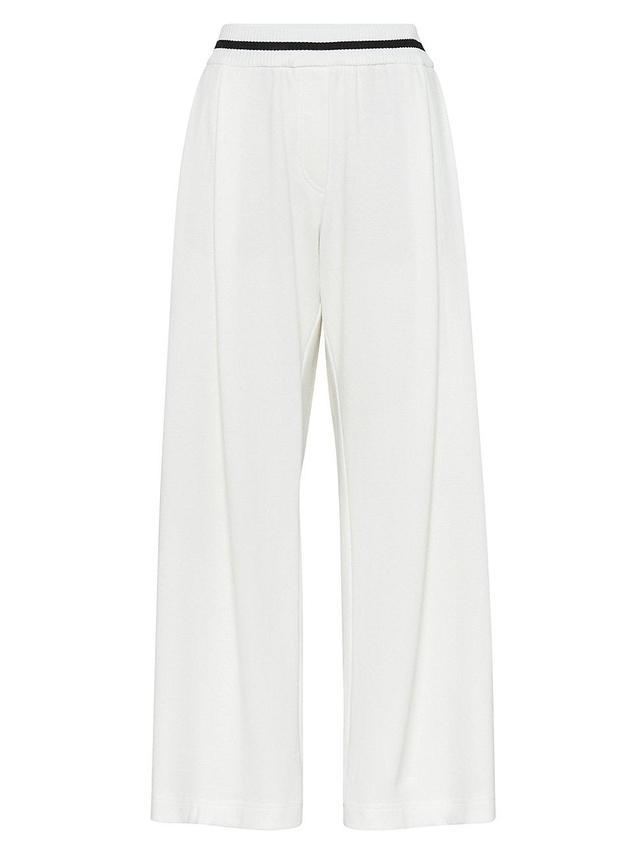 Womens Cotton Smooth French Terry Cropped Baggy Trousers Product Image