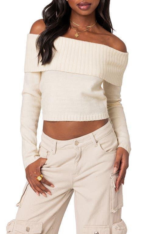 EDIKTED Tamara Foldover Off the Shoulder Sweater Product Image