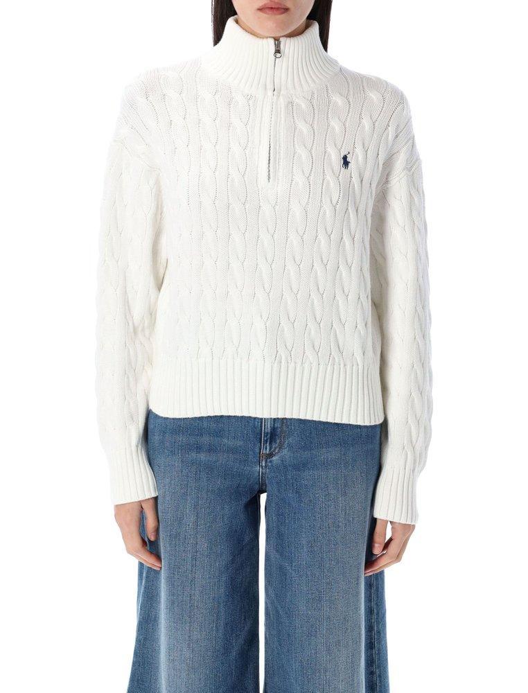 POLO RALPH LAUREN Half Zip Cable Knit In White Product Image