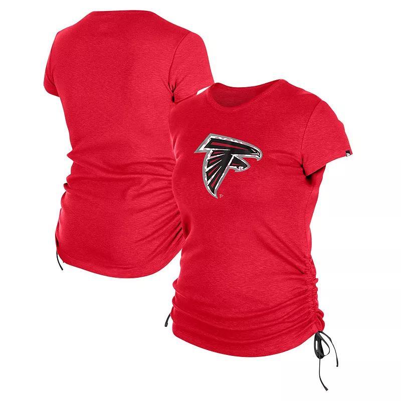 New Era Womens Red Atlanta Falcons Ruched Side T-Shirt Product Image