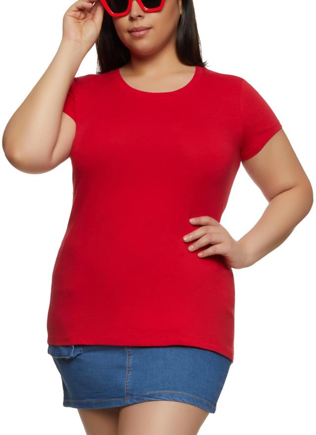 Womens Plus Size Basic Short Sleeve Crew Neck Tee Product Image