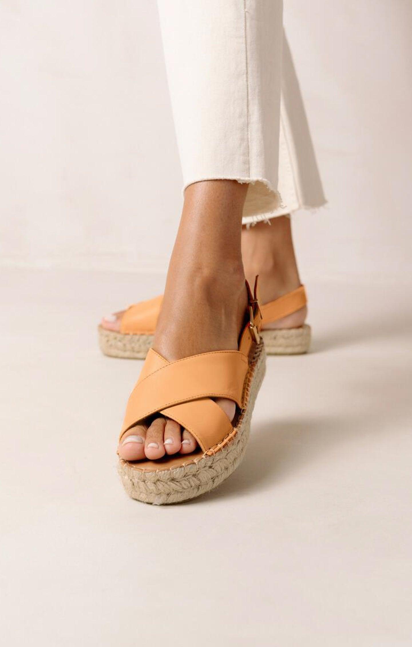 Alohas Crossed Platform Sandal ~ Tangy Orange Product Image