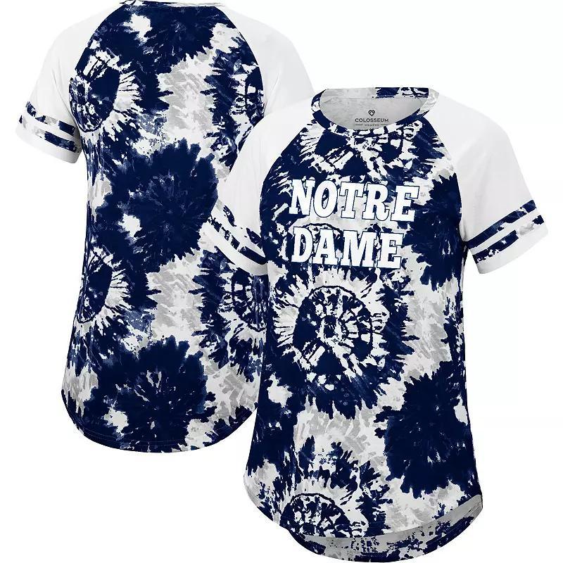 Womens Colosseum /White Notre Dame Fighting Irish Annie Oversized Tie-Dye Raglan T-Shirt Blue Product Image