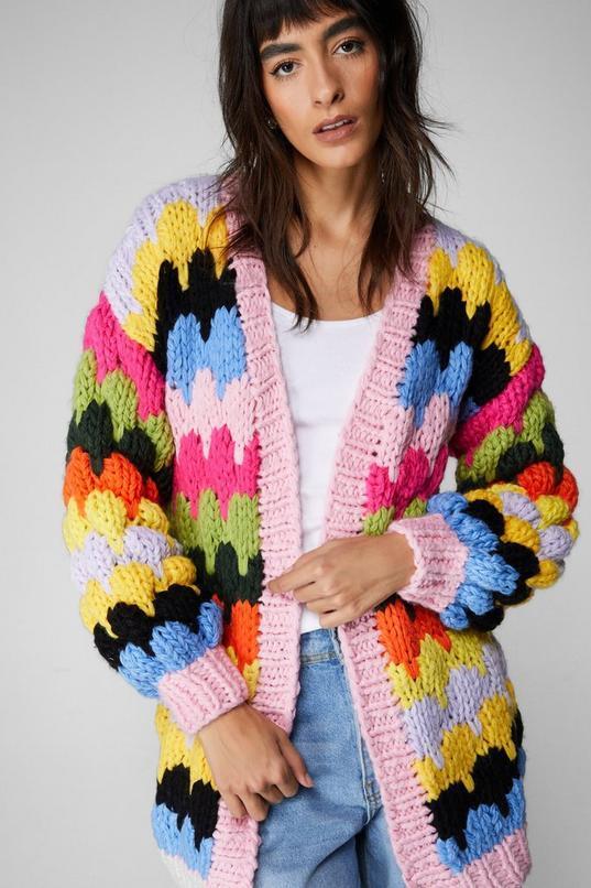 Multicolor Hand Knit Cardigan Product Image