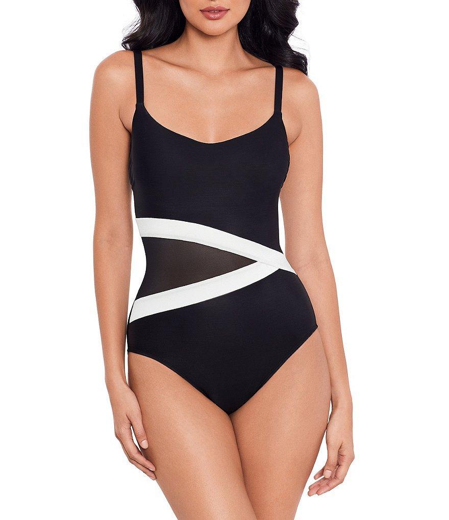 Miraclesuit Spectra Lyra Color Block Square Neck Underwire One Piece Swimsuit Product Image