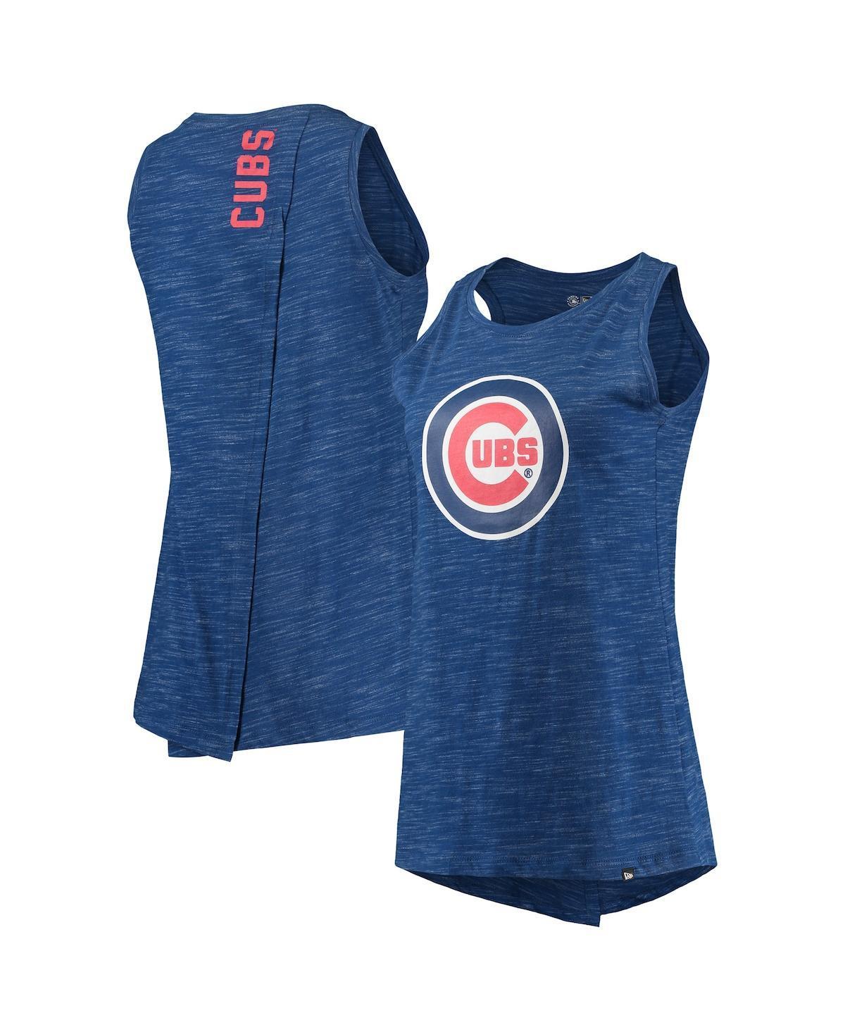 Womens New Era Royal Chicago Cubs Space Dye Back-Knot Tank Top Product Image