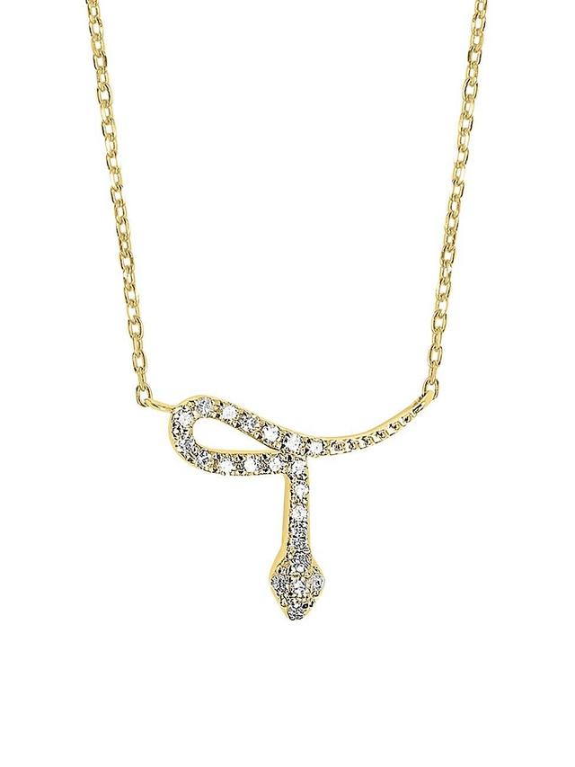 Womens Magic Touch 18K Yellow Gold & Diamond Snake Pendant Necklace Product Image