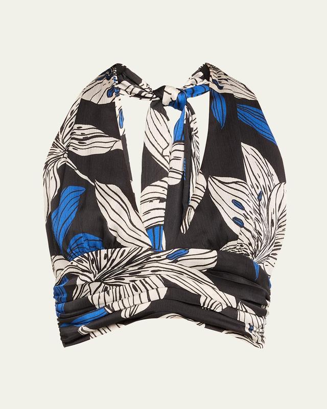 Womens Milan Floral Halterneck Crop Top Product Image