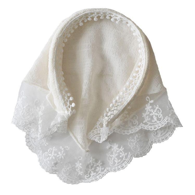 Plaid Lace Trim Kerchief Product Image