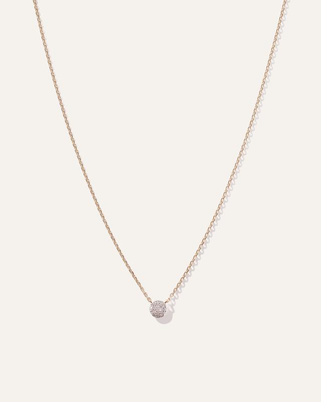 14K Gold Petite Pave Diamond Disc Necklace Product Image