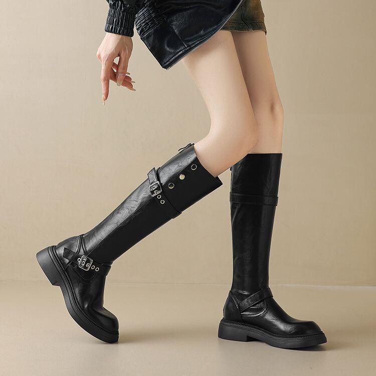 Platform Plain Buckled Tall Boots product image