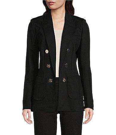 Anne Klein Faux Open Front Double Breasted Peak Lapel Collection Coordinating Compression Blazer Product Image