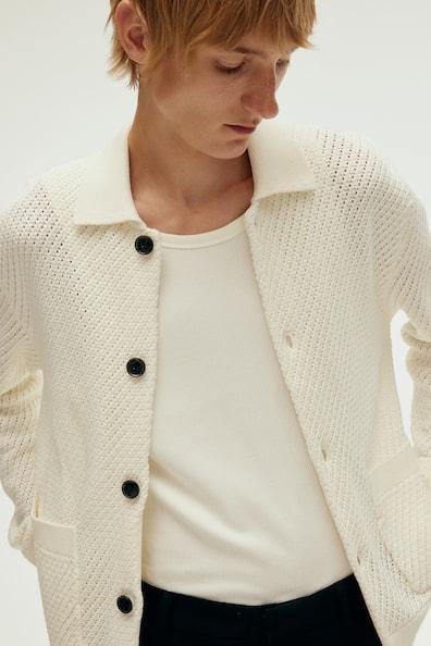 Regular Fit Pointelle-Knit Cardigan Product Image