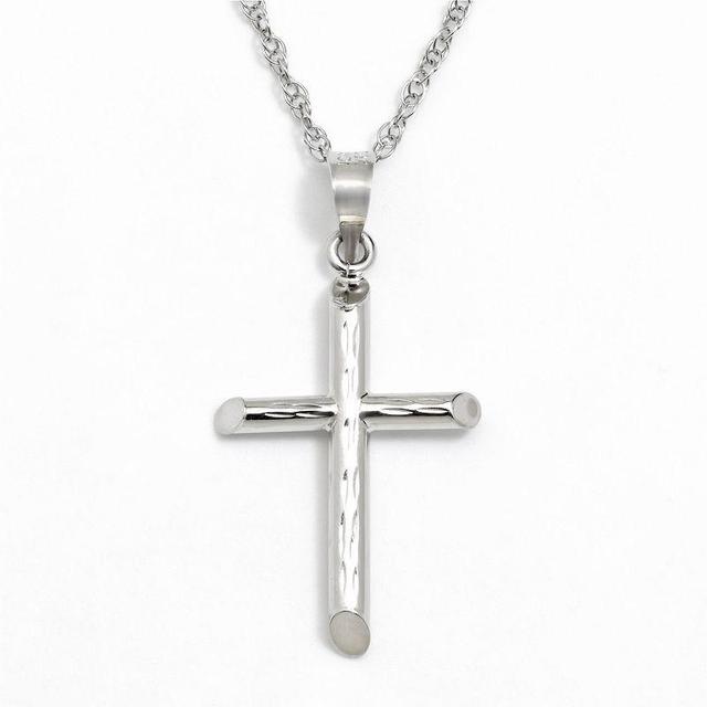 10k White Gold Textured Cross Pendant, Womens Product Image