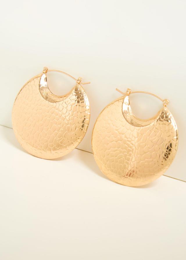 Plus Size Pebbled Gold Tone Hoop Earrings Ashley Stewart Product Image