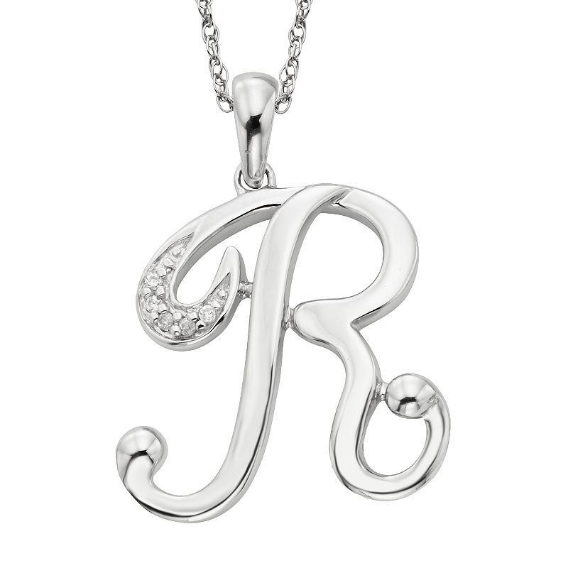 Sterling Silver Diamond Accent Initial Pendant, Womens Product Image