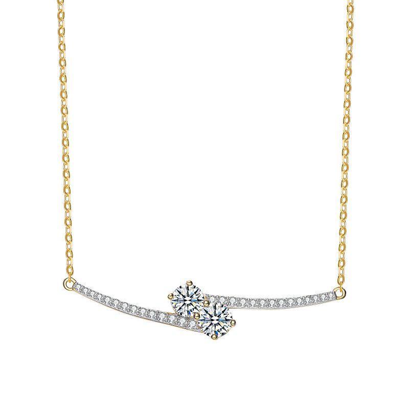 14k Gold Over Silver Cubic Zirconia Bypass Necklace, Womens Two Tone Product Image