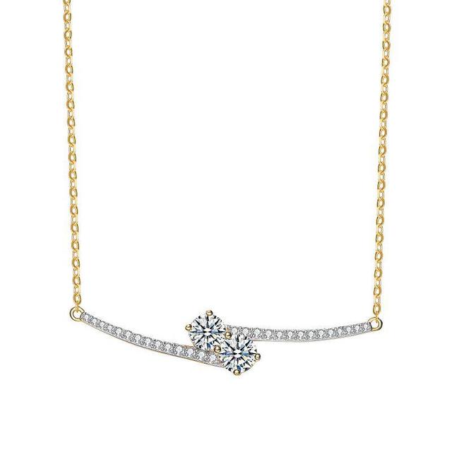 14k Gold Over Silver Cubic Zirconia Bypass Necklace, Womens Two Tone Product Image