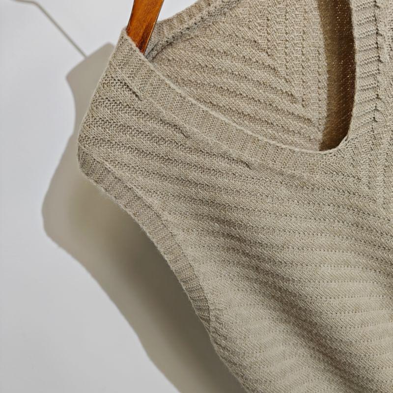 V-Neck Plain Chevron Sweater Vest Product Image