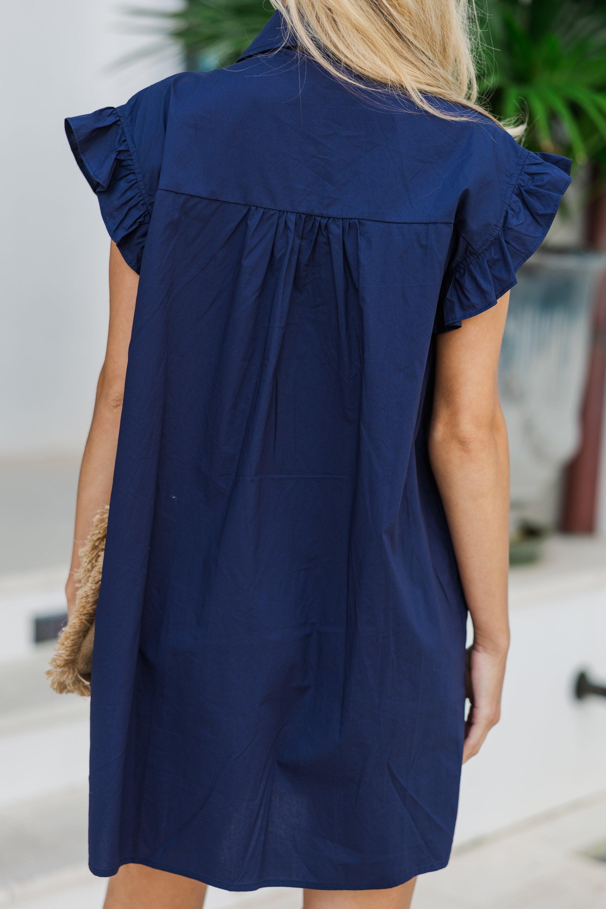 On The Way Navy Blue Shift Dress Female Product Image