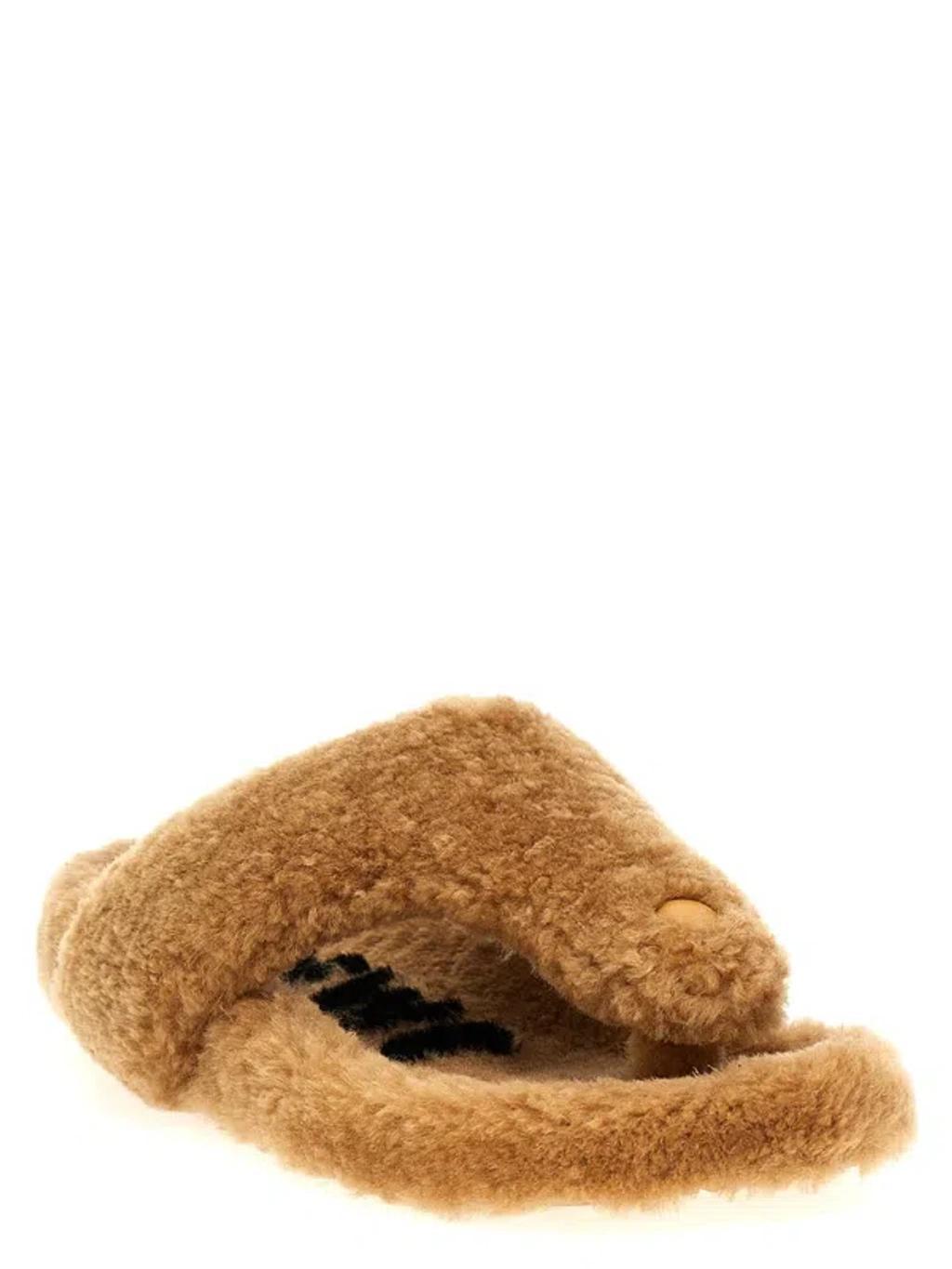 Women Shearling Sandals In Cream Product Image