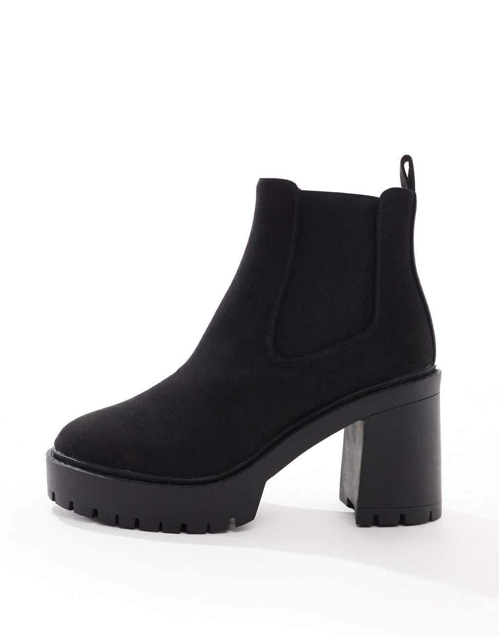 ASOS DESIGN Elma heeled chunky chelsea boots in black Product Image