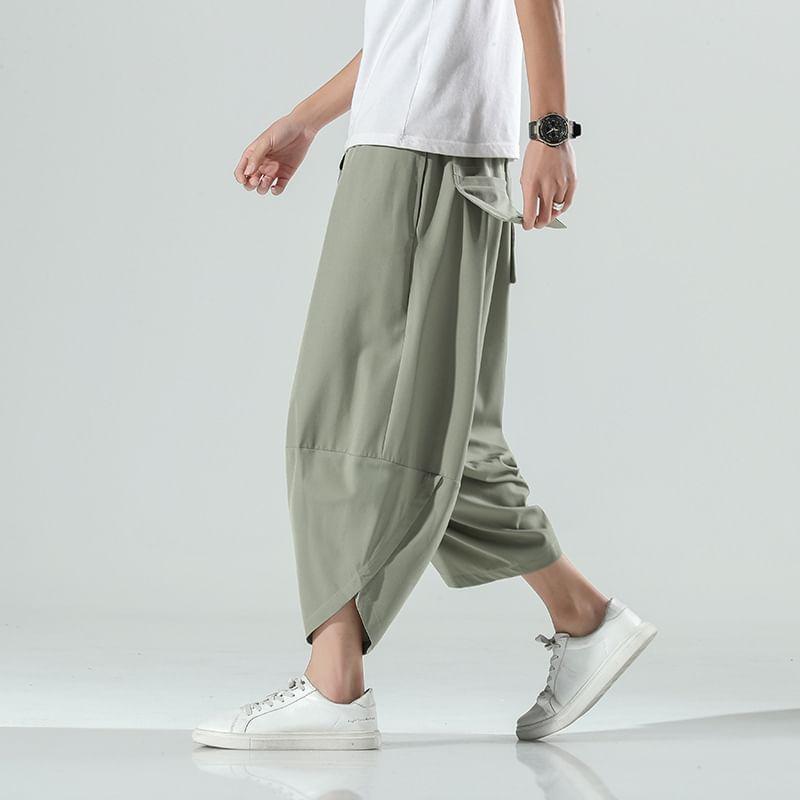 Mid Rise Plain Crop Harem Pants Product Image