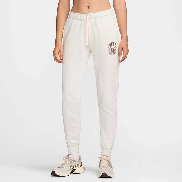 Womens Nike Club Fleece Varsity Pants Oatmeal Grey Product Image