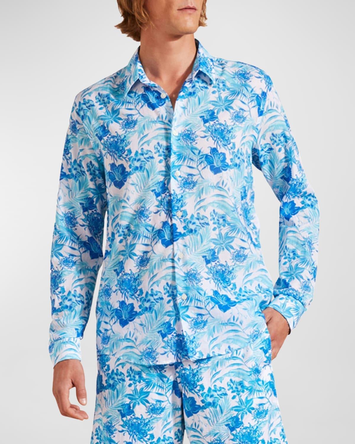 Mens Voile Tahiti Flower Sport Shirt Product Image