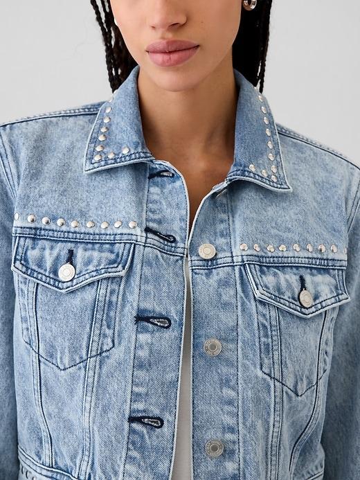 Cropped Studded Icon Denim Jacket Product Image