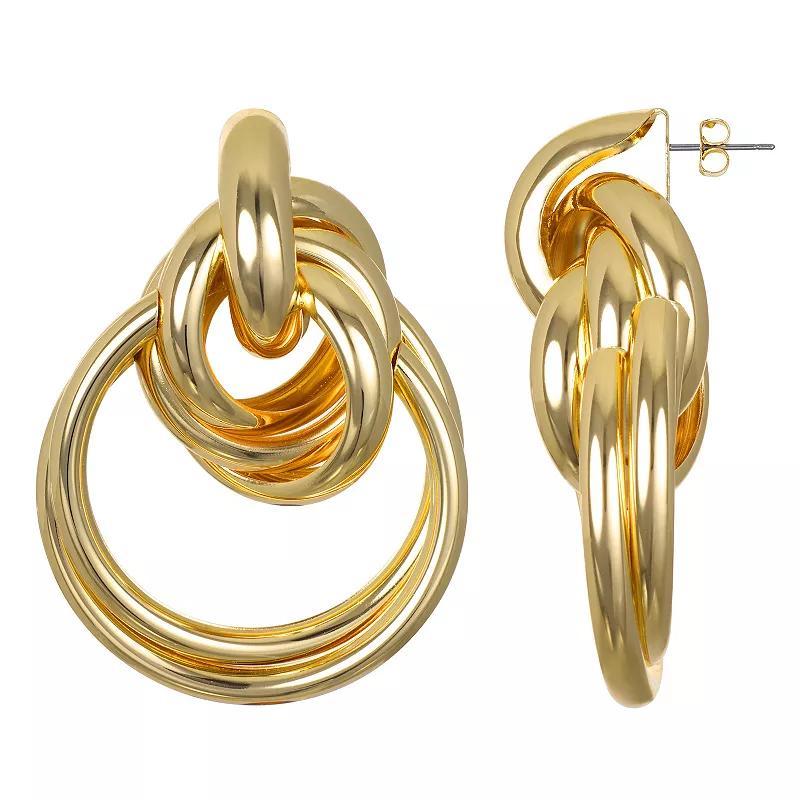 Emberly Gold Tone Knotted Circular Drop Earrings, Womens, None Product Image