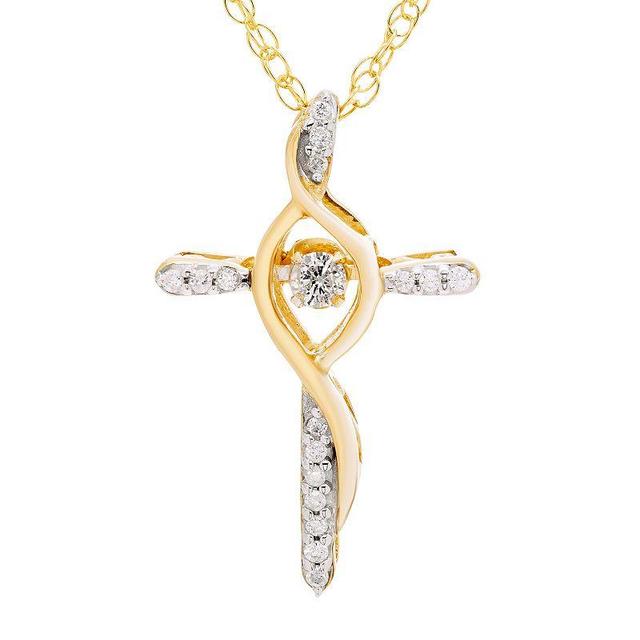 Boston Bay Diamonds Two Tone Sterling Silver 1/10 Carat T.W. Diamond Cross Pendant Necklace, Womens Product Image