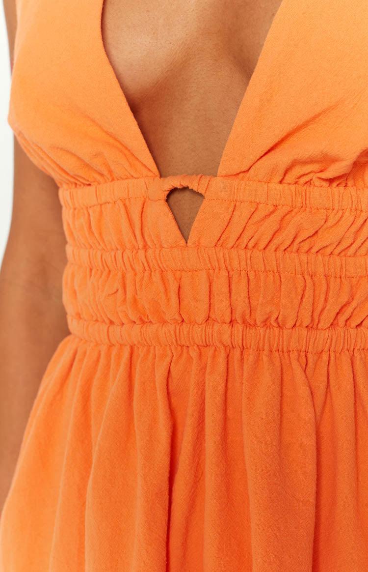 Genovia Crinkle Orange Mini Dress Product Image