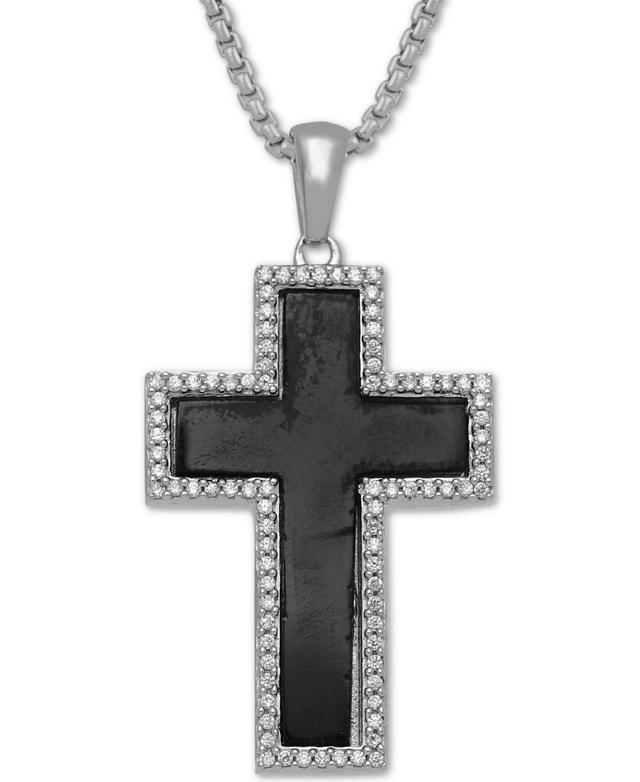 Mens Onyx (24 x 15-1/2mm) & Diamond (1/4 ct. t.w.) 22 Pendant Necklace in Sterling Silver Product Image