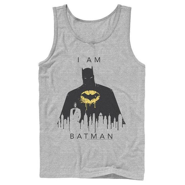 Mens DC Comics I Am Batman Skyline Poster Tank Top Grey Product Image