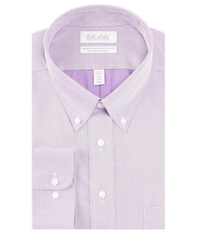 Gold Label Roundtree & Yorke Big & Tall Slim Fit Non-Iron Button Down Collar Patterned Dobby Dress Shirt Product Image