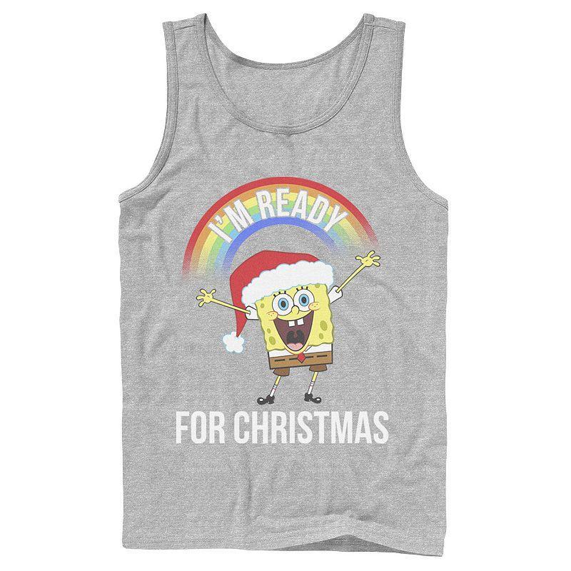 Mens Spongebob Im Ready For Christmas Rainbow Tank Top Blue Product Image