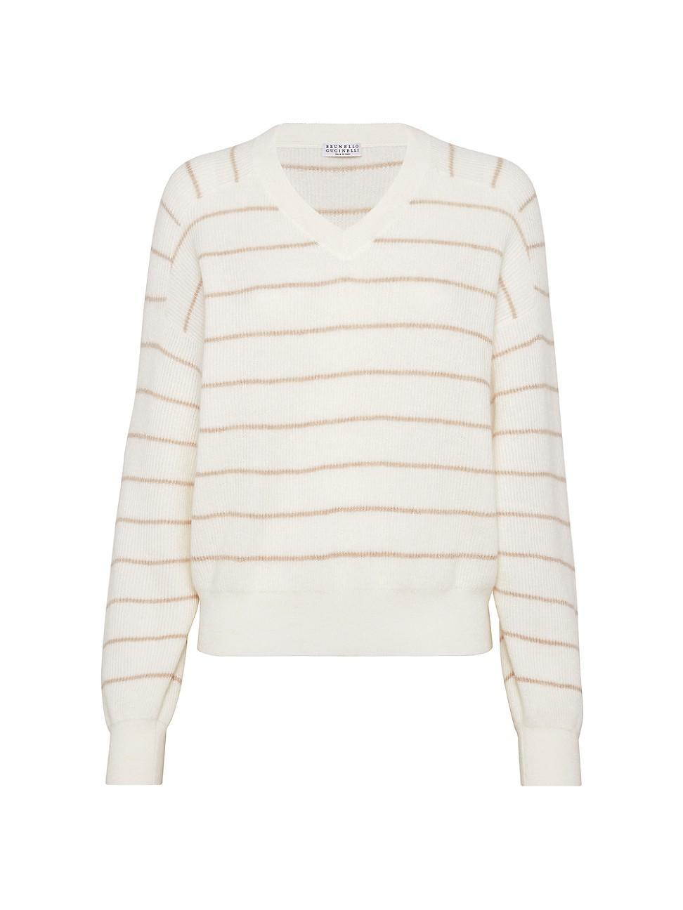 Womens Striped Alpaca And Cotton English Rib Sweater With Monili Product Image