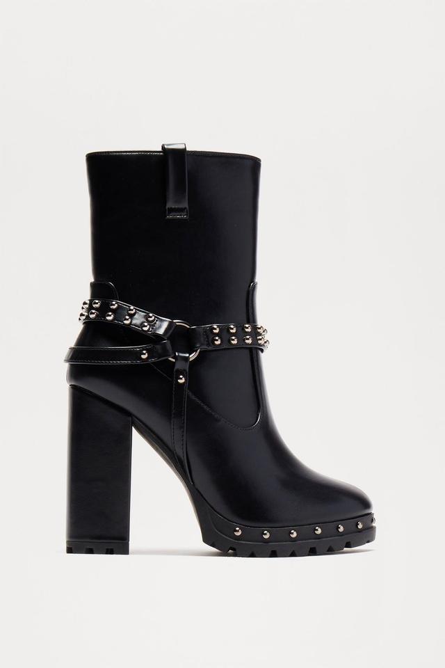 Kandace Studded Platform Booties - Black Product Image