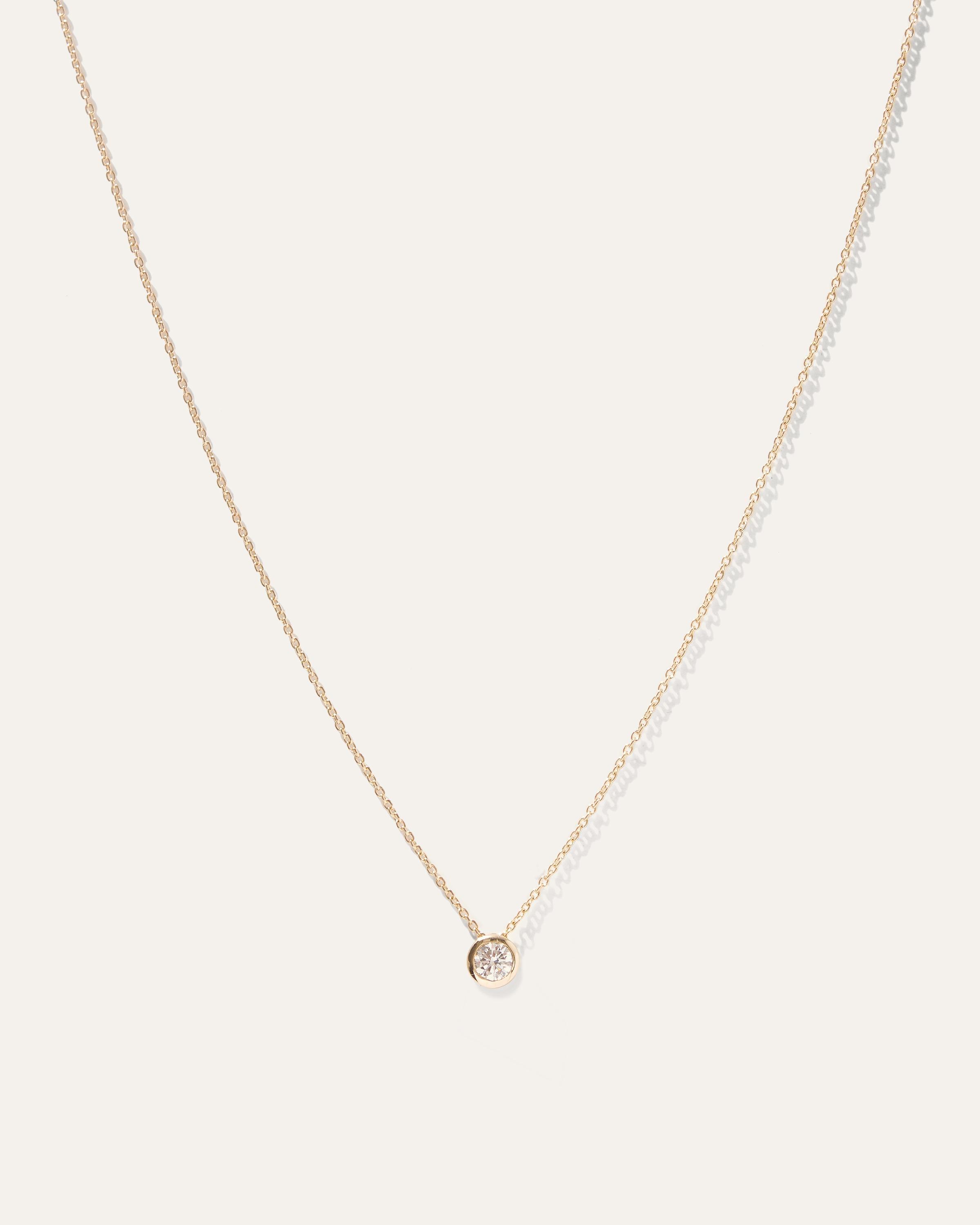 14K Gold Diamond Large Diamond Bezel Necklace Product Image