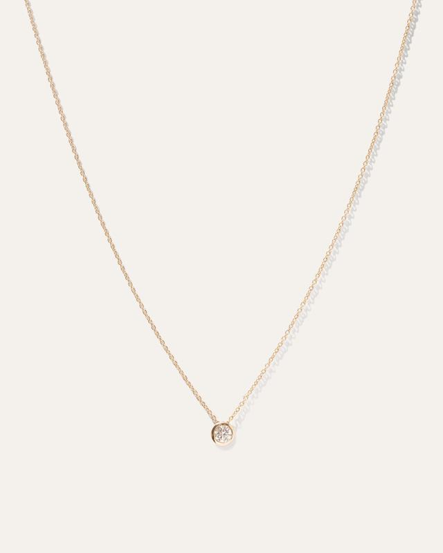 14K Gold Diamond Large Diamond Bezel Necklace Product Image