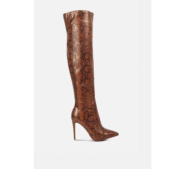 Womens Catalina Snake Print Stiletto Knee Boots Product Image