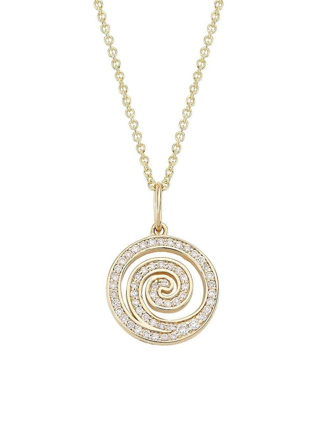 Womens 14K Yellow Gold & Diamond Spiral Pendant Necklace - Yellow Gold Product Image