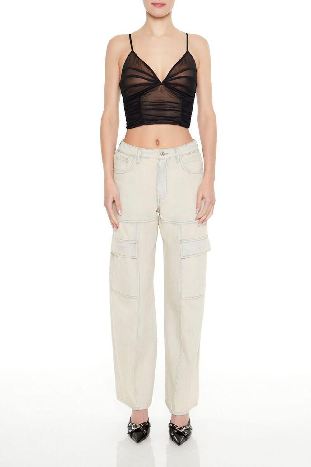 Ruched Mesh Cropped Cami | Forever 21 Product Image