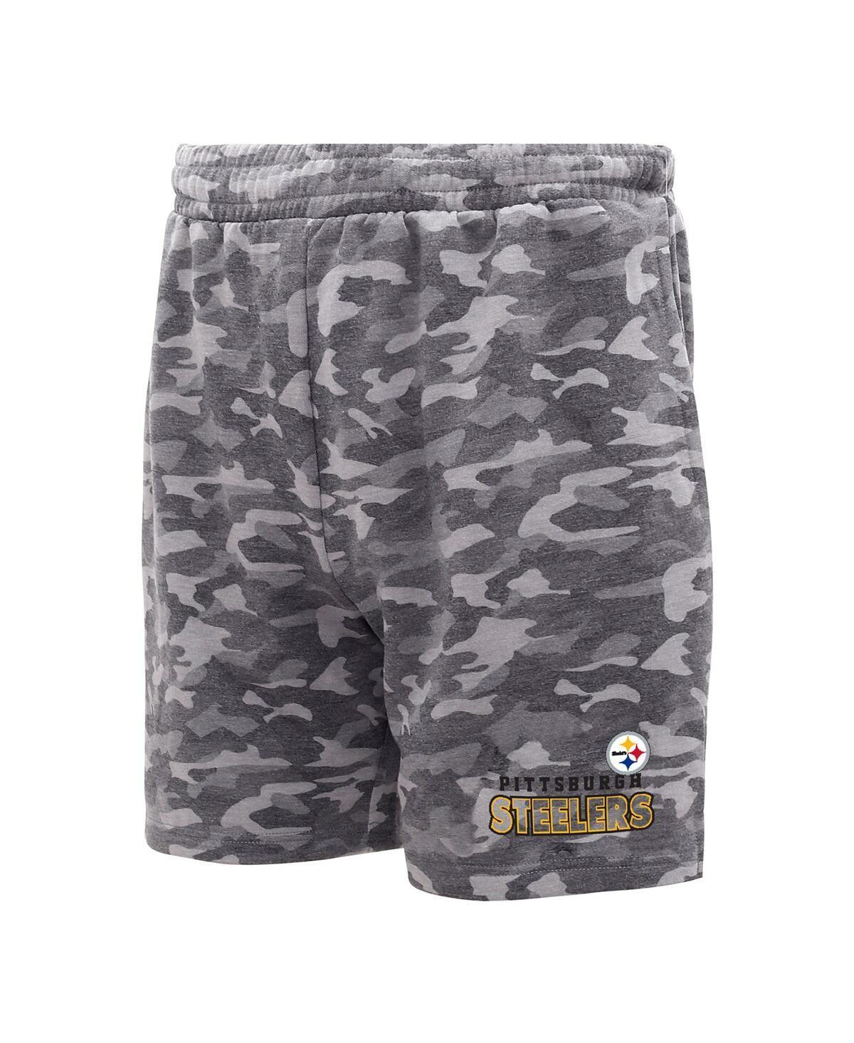 Mens Concepts Sport Charcoal Pittsburgh Steelers Biscayne Camo Shorts Product Image